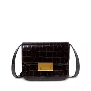 BRAND NEW - Loeffler Randall Black Croc-Embossed Crossbody Bag